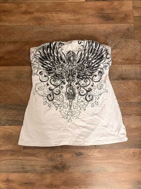 ❌❌sold❌❌Maurices White Strapless Tube Top with Subtle Branding